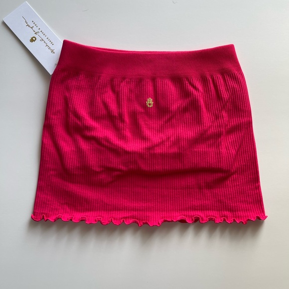 Spiritual Gangster Bright Pink Amor Bandeau Tube top with lettuce hem Size XS/S - Picture 4 of 8